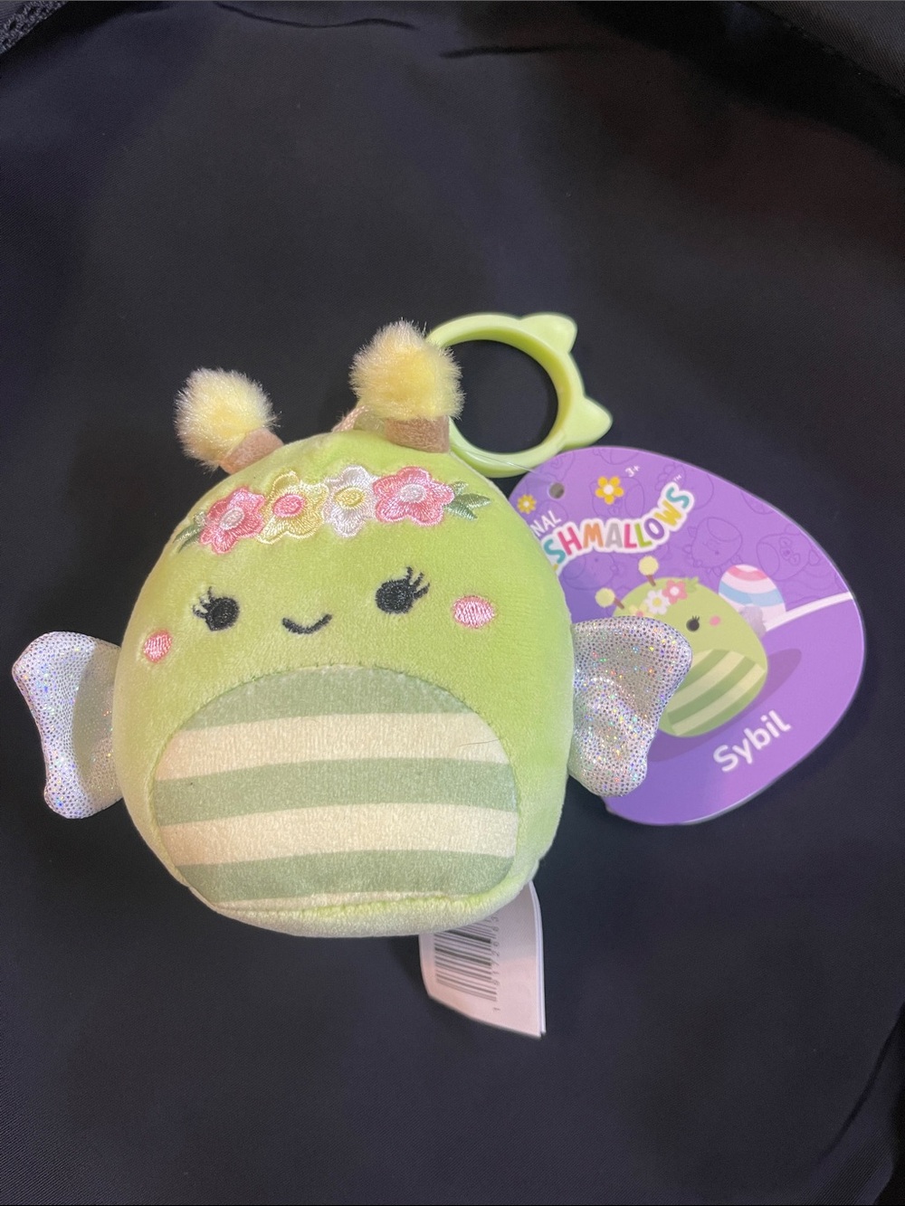 Squishmallows Sybil Mini Clip-On Plush - Light Green with Iridescent Wings